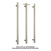 Thermoril Verticle Towel Bar Straight/Round With Hook 900x142x100mm 12V - Brushed Nickel (24Watt)